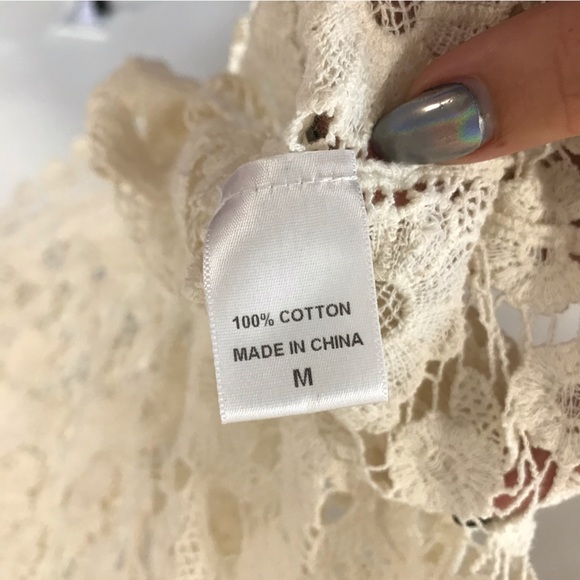 Bobeau Ivory Open Knit Crochet Lace Tunic - Picture 6 of 6